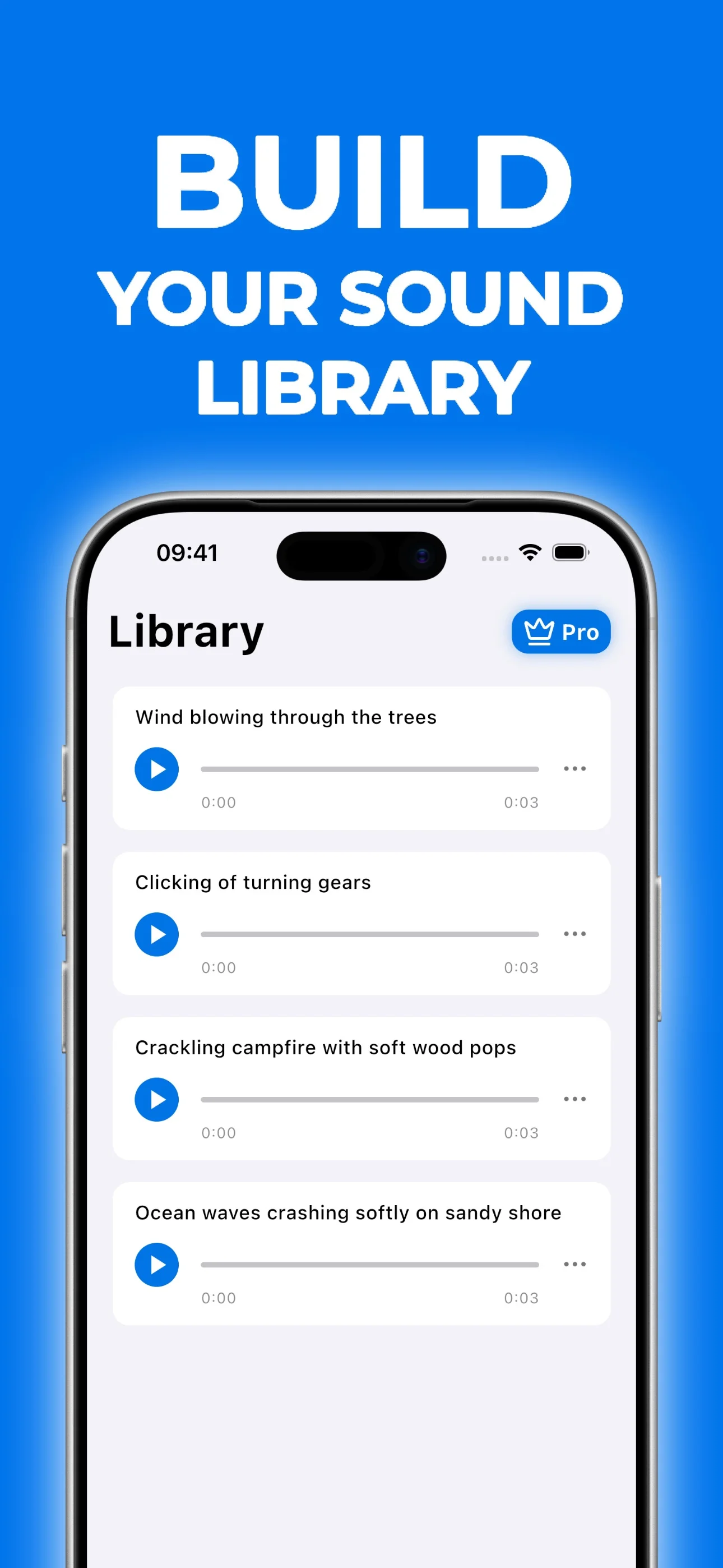 AI Sound Effects library with saved sound effects ready to play